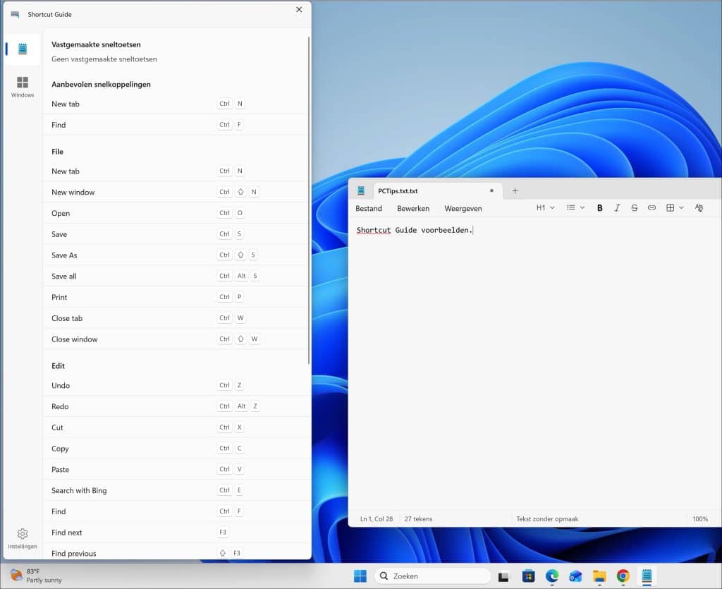 acties shortcut guide voorbeelden