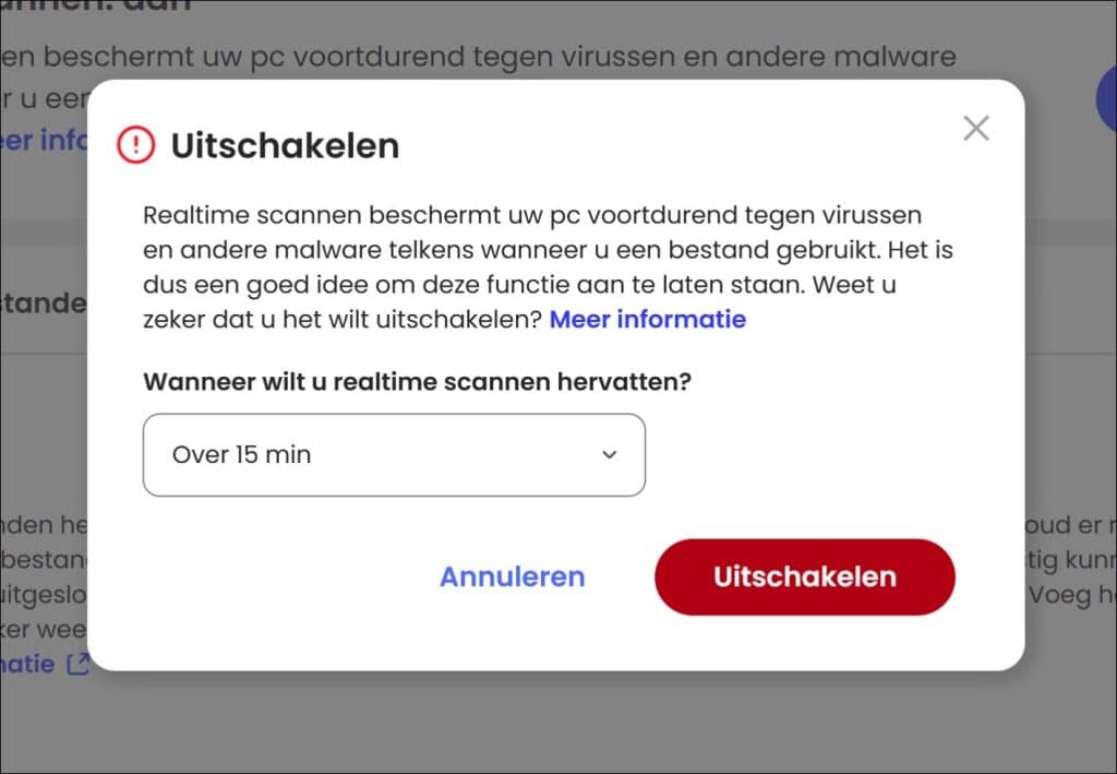 mcafee tijdelijk uitschakelen