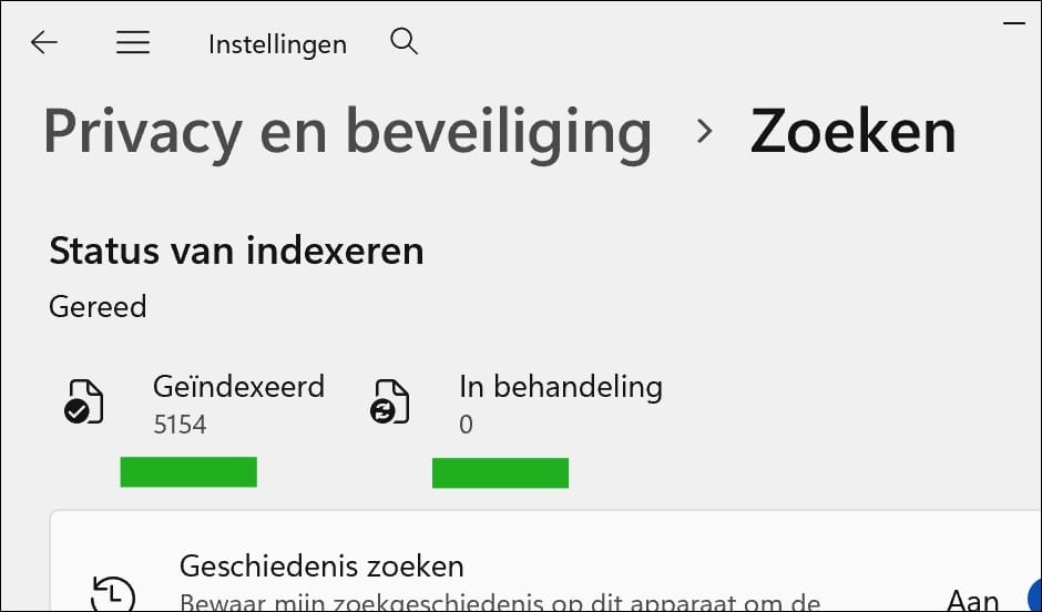 status van indexeren