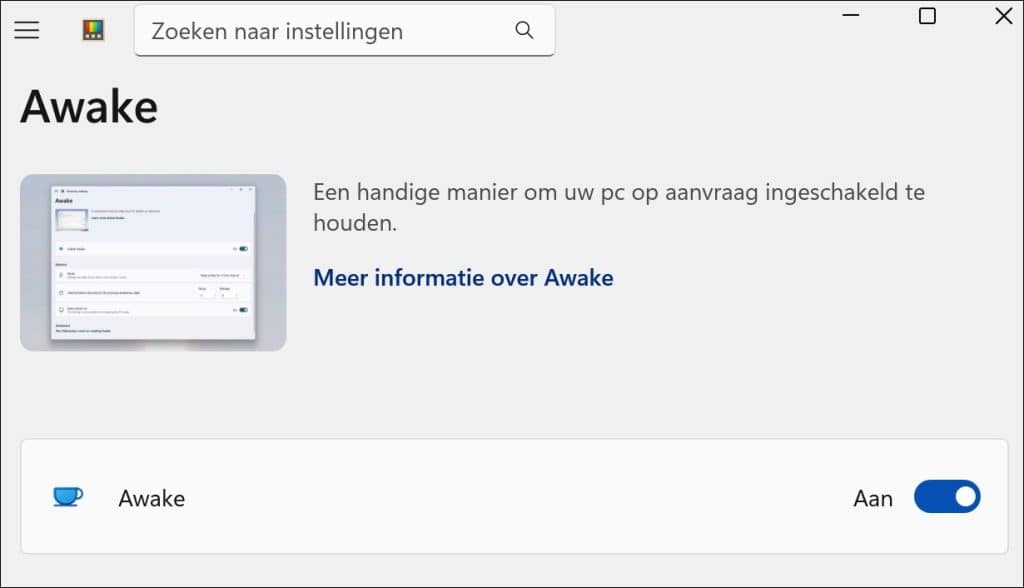 Awake inschakelen