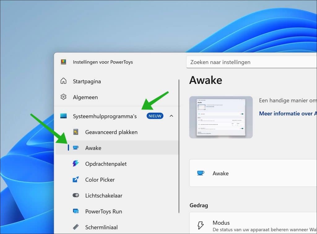 Awake openen