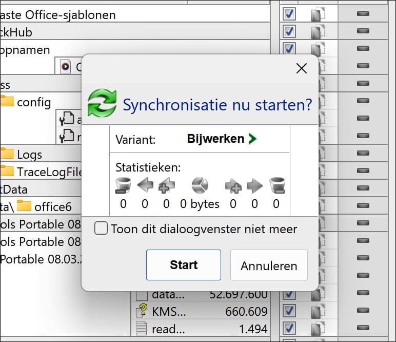 Back-up starten