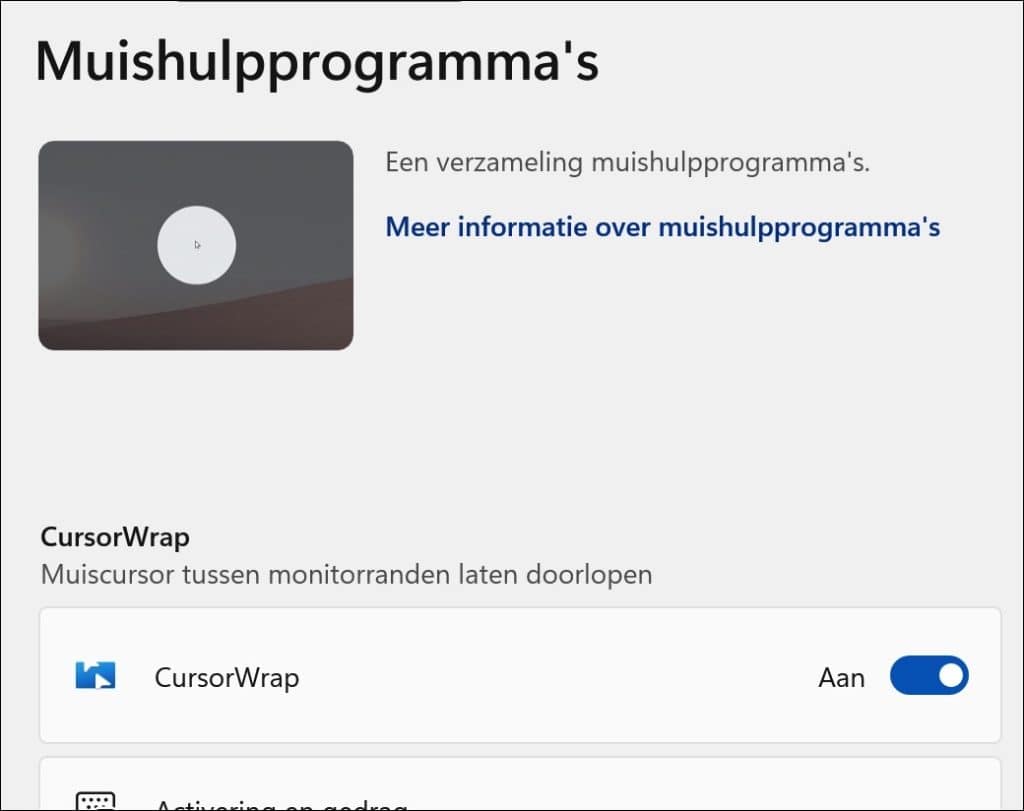 CursorWrap inschakelen