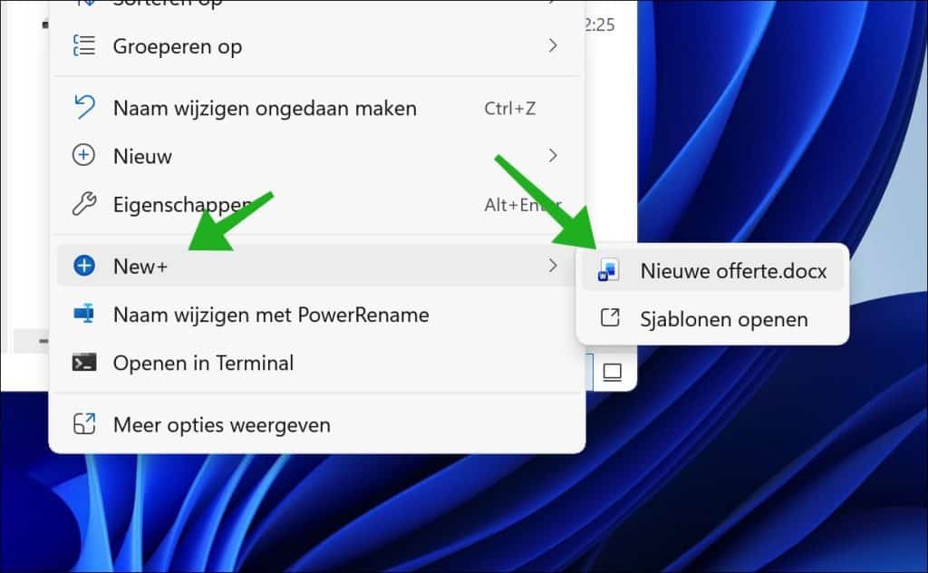 Een bestand als sjabloon toevoegen