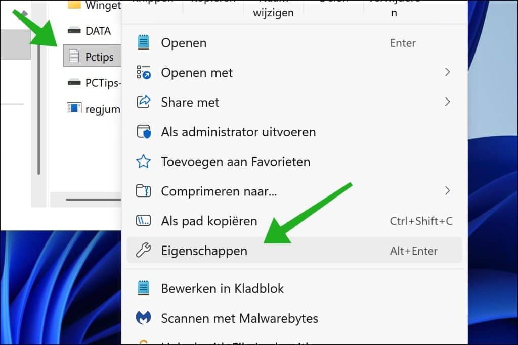 Eigenschappen bestand