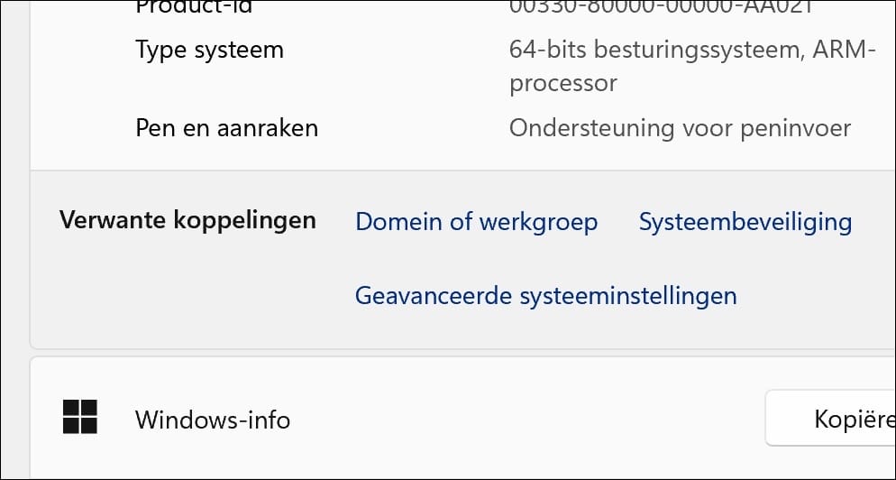 Geavanceerde systeeminstellingen.