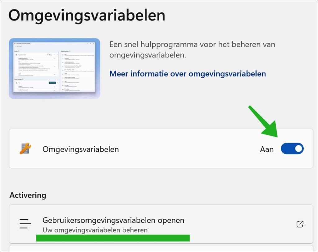 Gebruikersomgevingsvariabelen openen