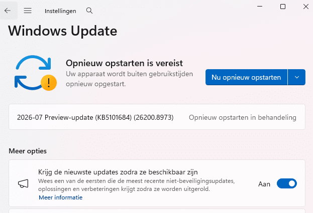 KB5101684 wil niet downloaden of installeren