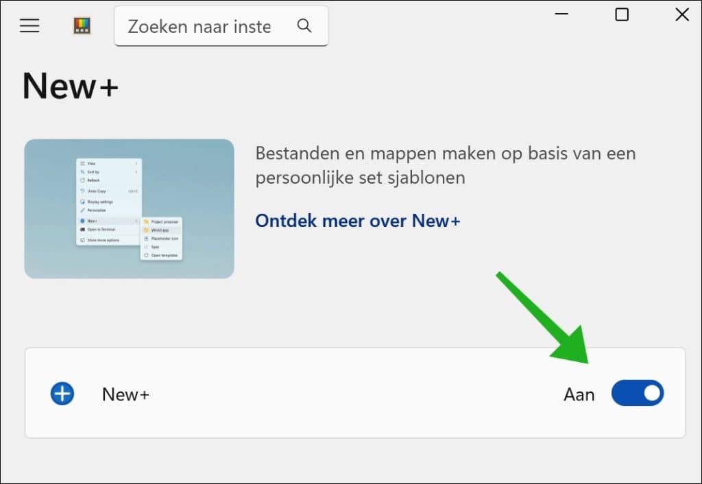 New+ inschakelen