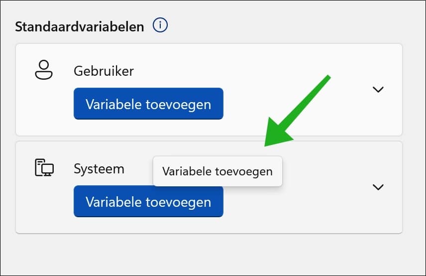 Nieuwe systeemvariabele toevoegen