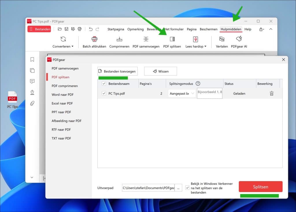 PDF splitsen