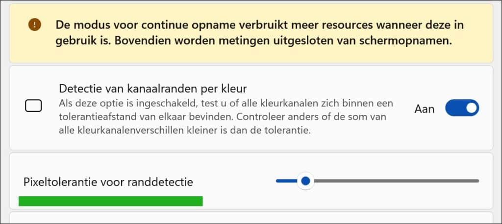 Pixeltolerantie voor randdetectie