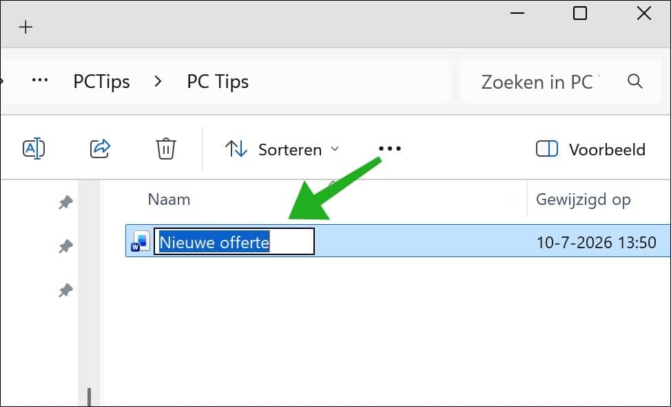 PowerToys maakt nu een kopie van het sjabloon in de geopende map.