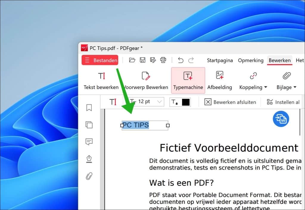 Typ de gewenste tekst
