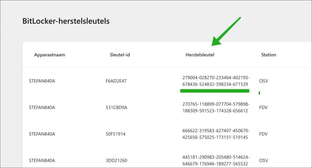 bijbehorende 48-cijferige sleutel