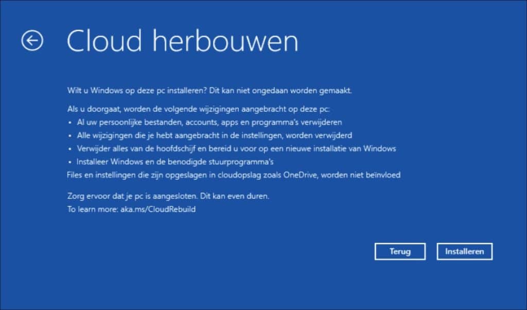 cloud herbouwen doorgaan