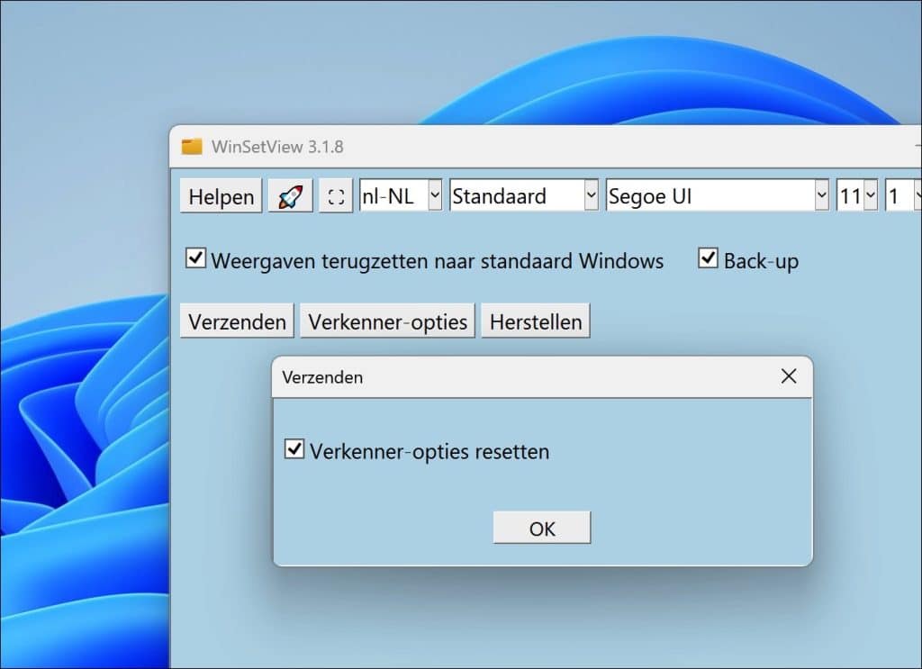 mapweergave resetten