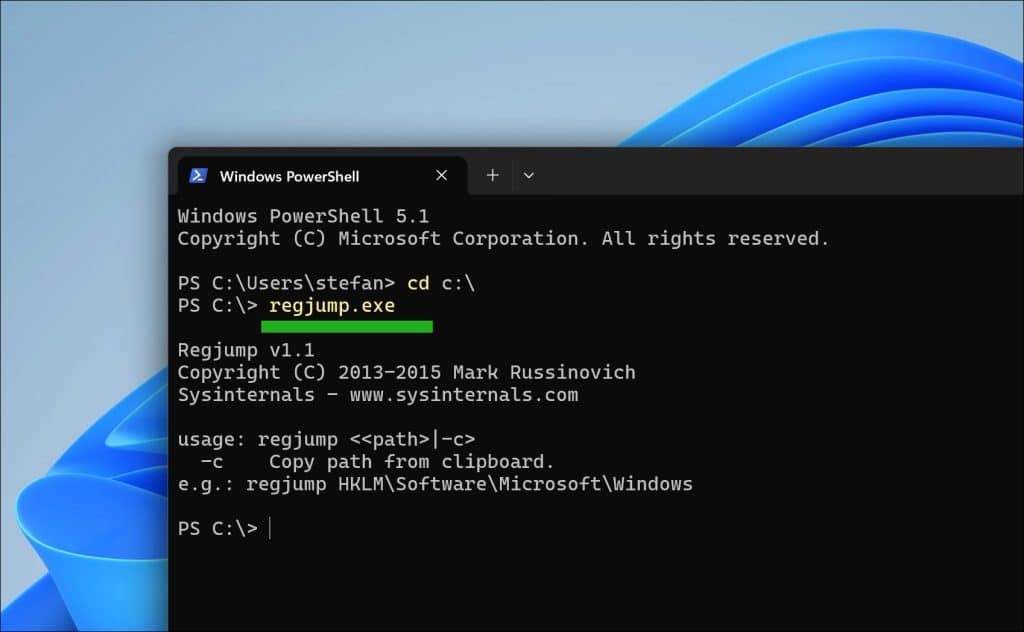 regjump openen vanaf elke locatie op uw computer