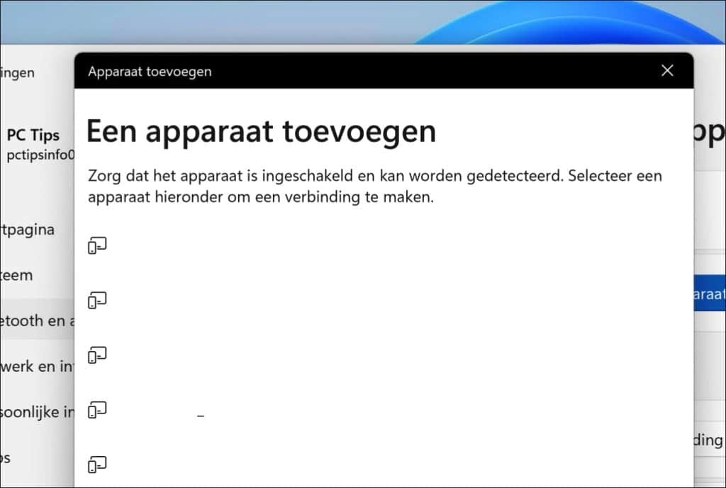 Bluetooth apparaat selecteren