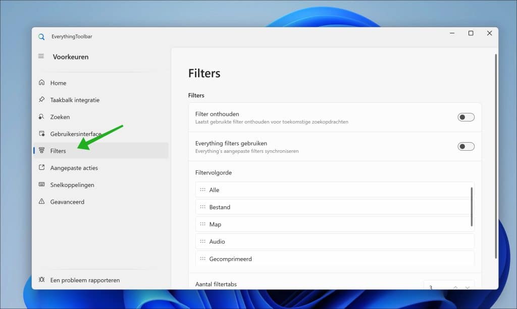 EverythingToolbar instellingen aanpassen