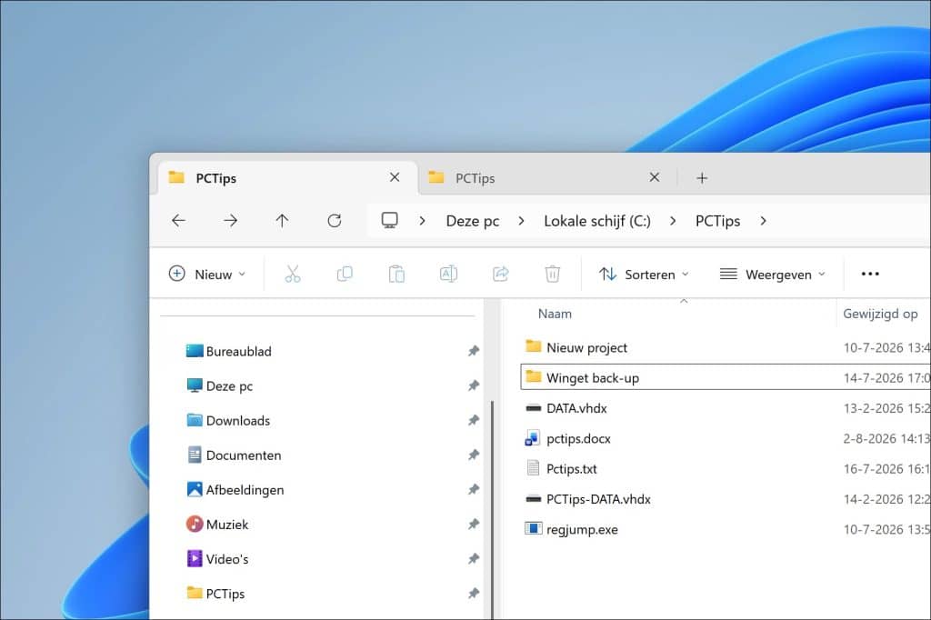 ExplorerTabUtility voegt de map nu als nieuw tabblad toe