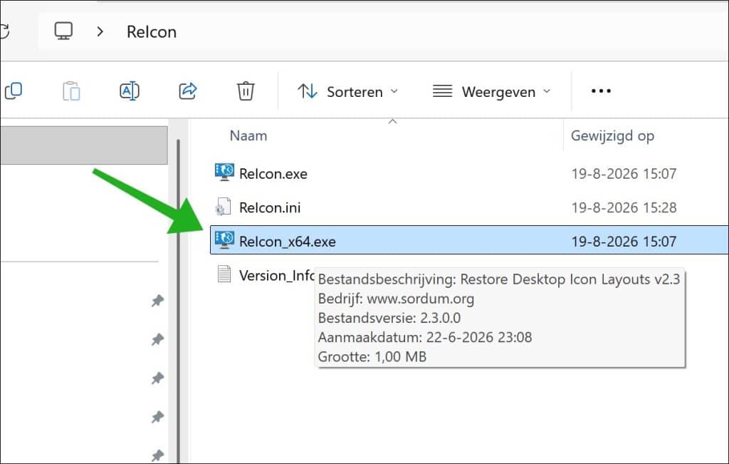 ReIcon uitvoeren