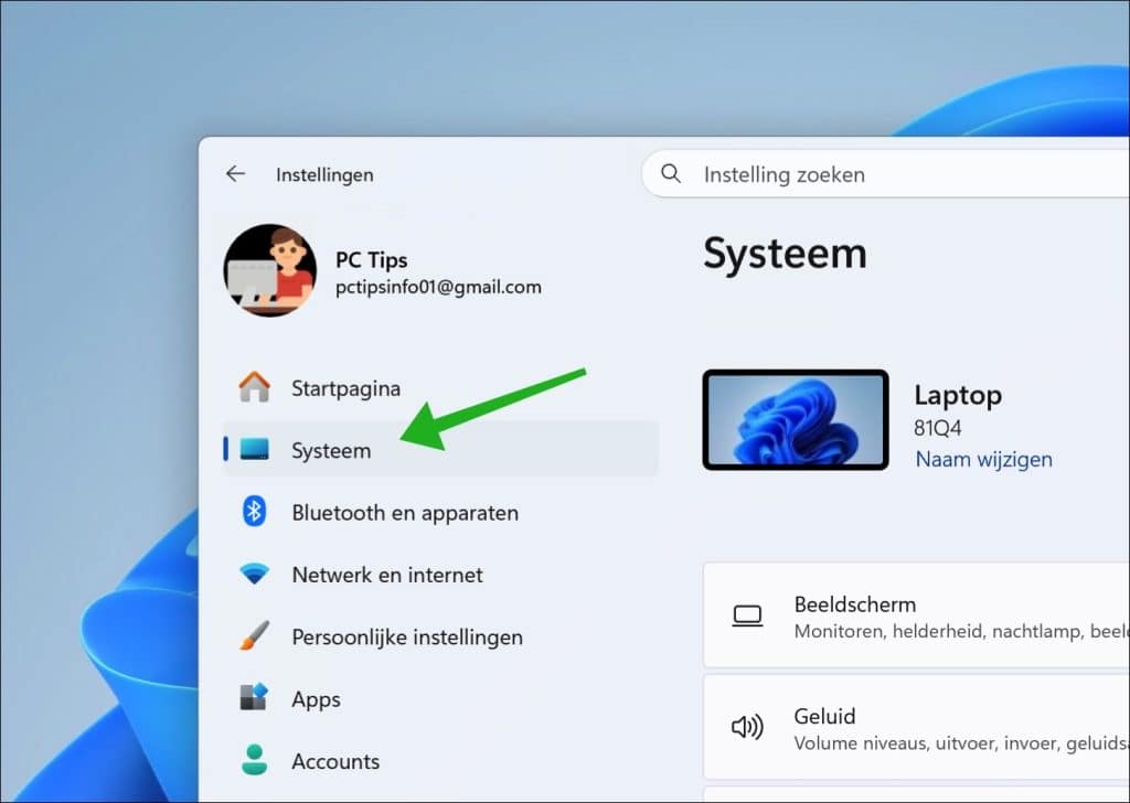 Systeeminstellingen