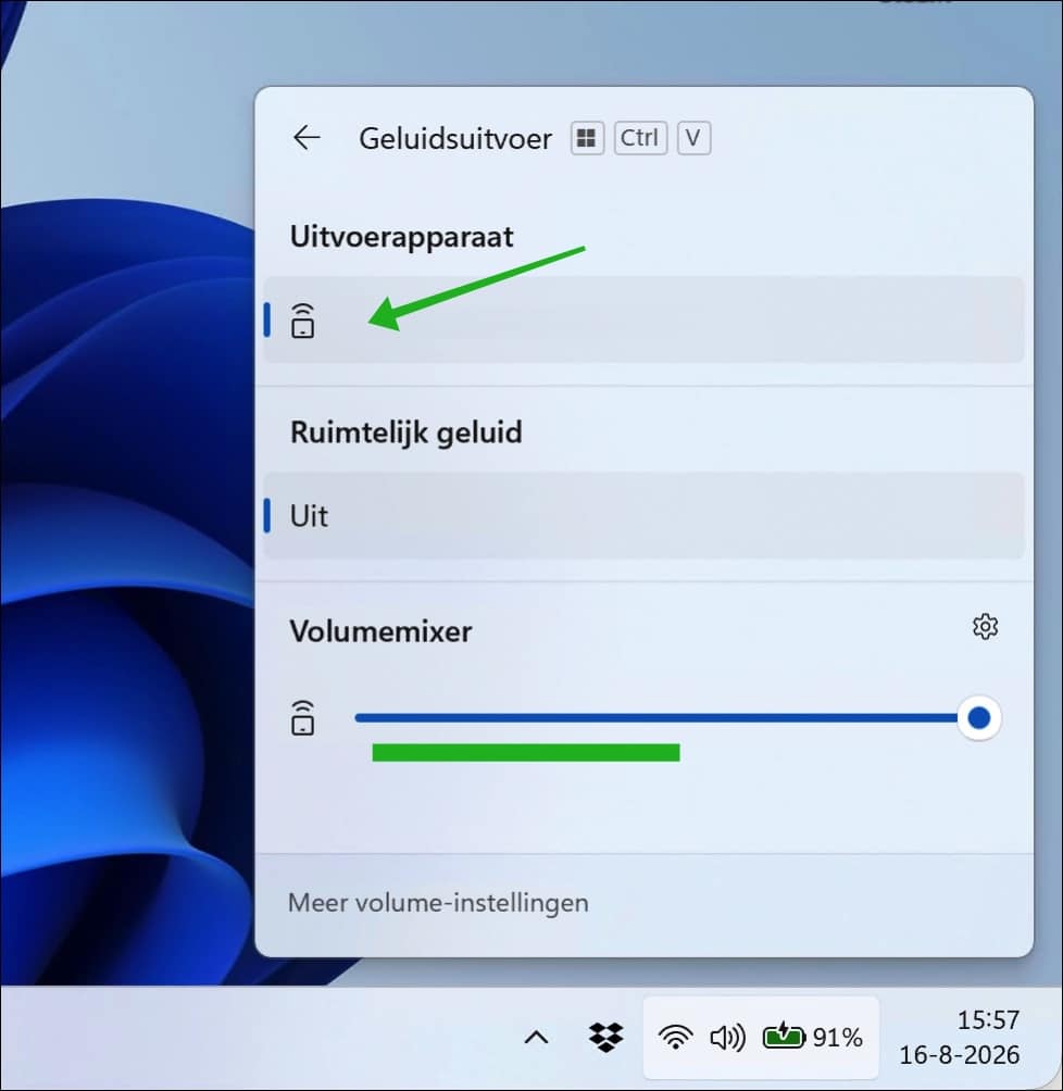 Uitvoerapparaat kiezen