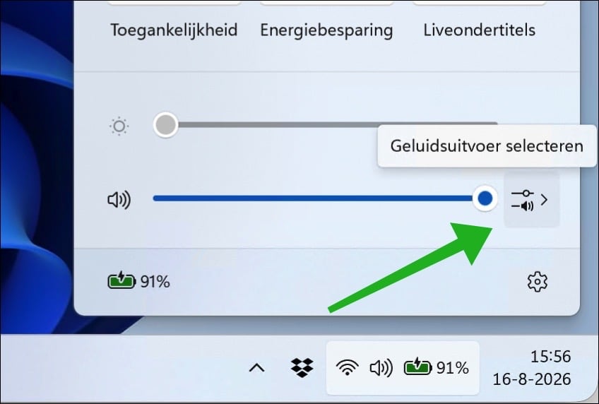 geluidsuitvoer apparaat selecteren