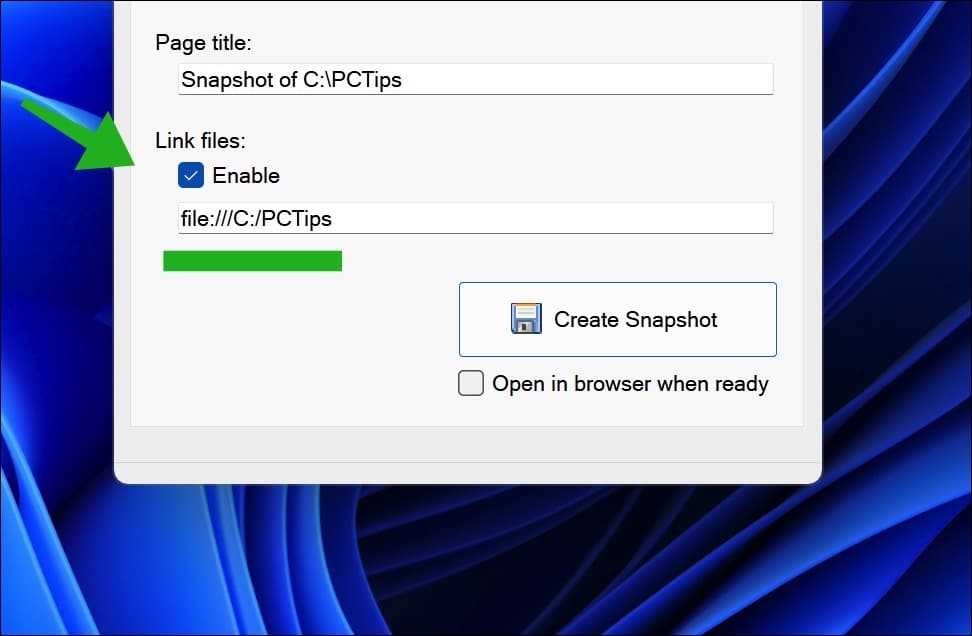 link files inschakelen