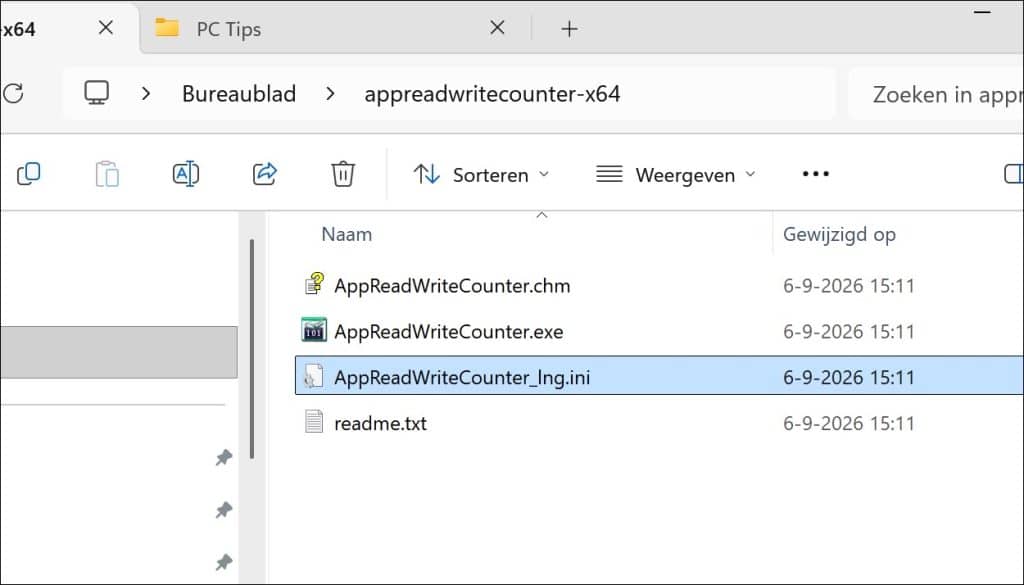 AppReadWriteCounter in het Nederlands gebruiken