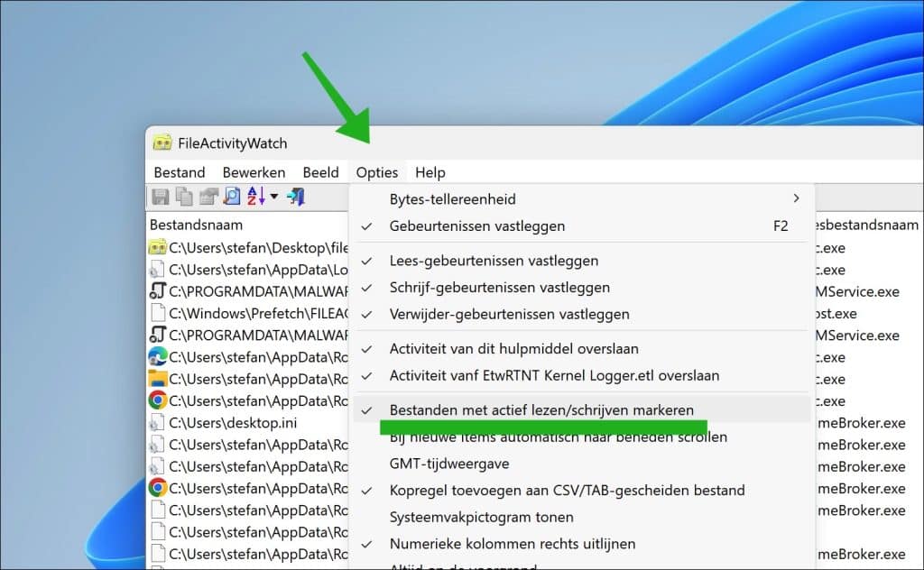 Bestanden met actief lezen schrijven markeren