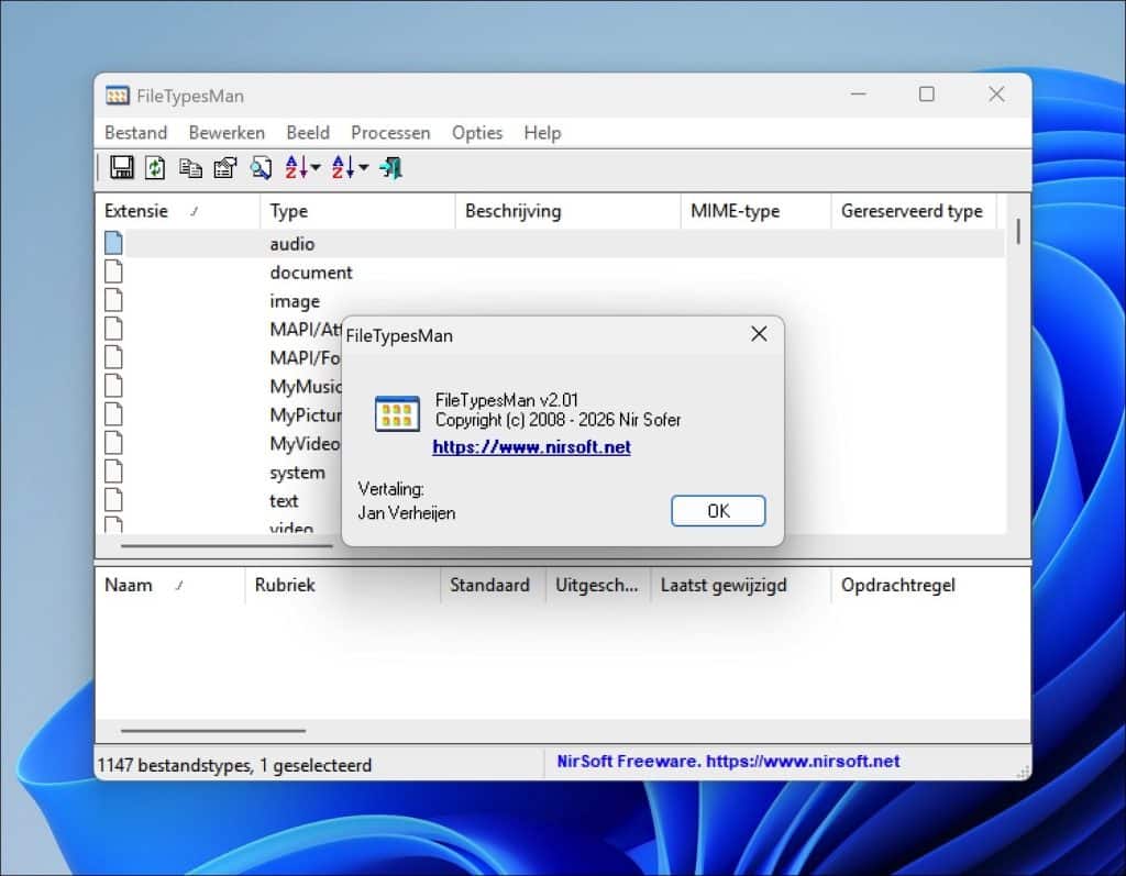 FileTypesMan met nederlandse vertaling