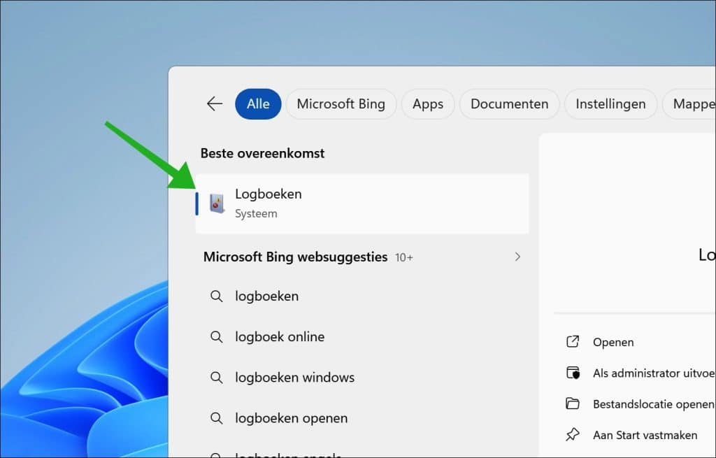 Logboeken openen
