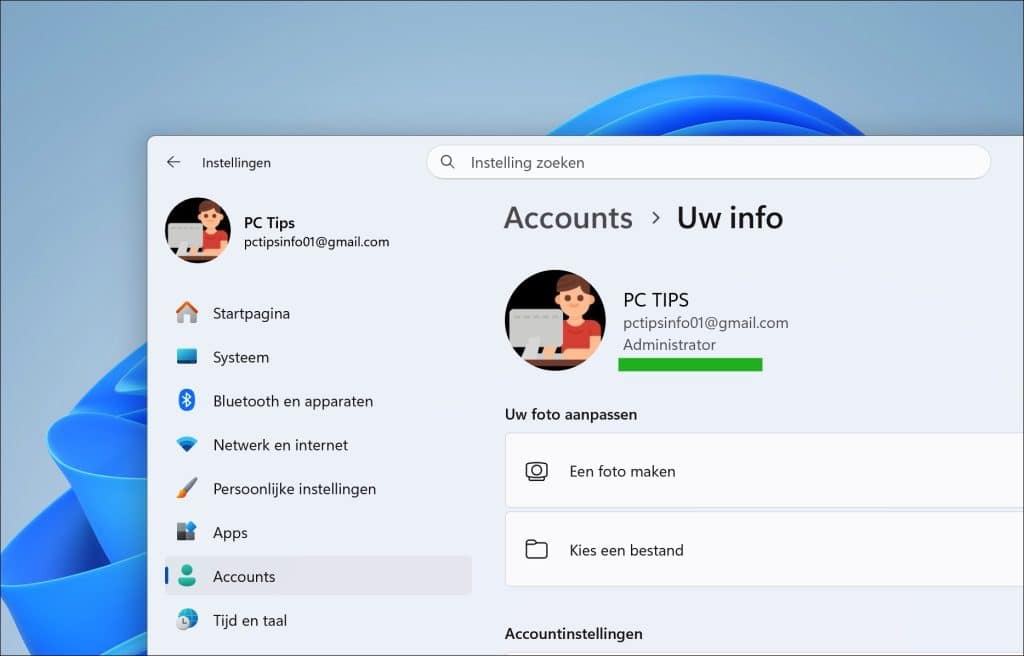 Microsoft-account is succesvol toegevoegd