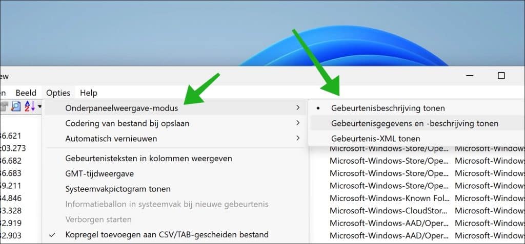 Onderpaneelweergave-modus