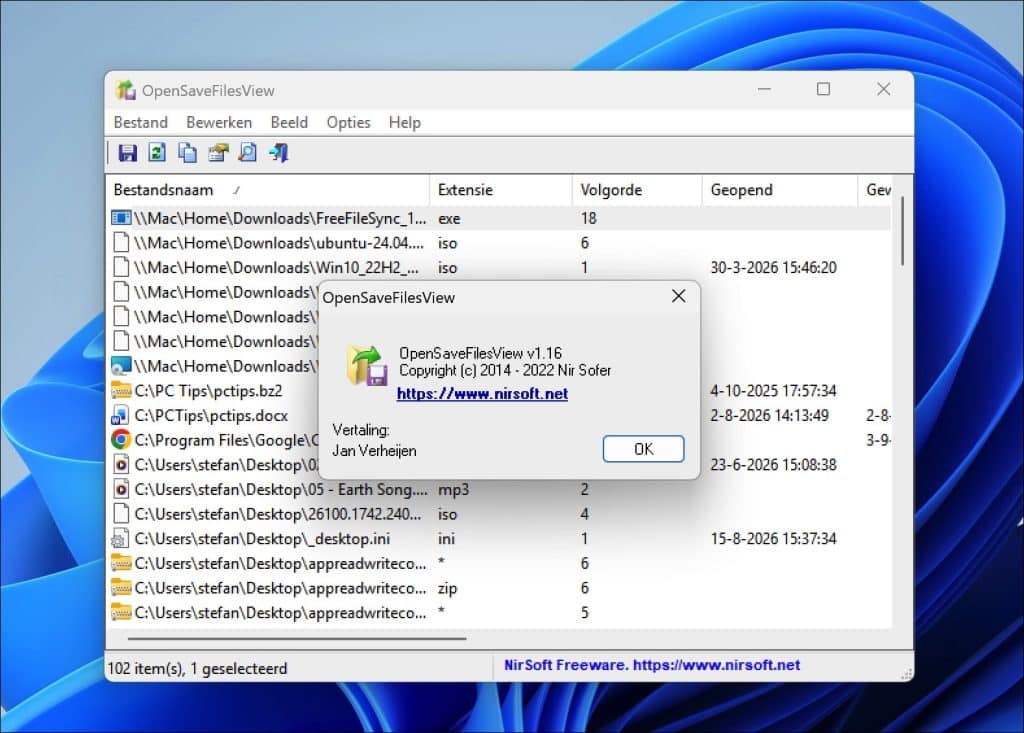 OpenSaveFilesView openen