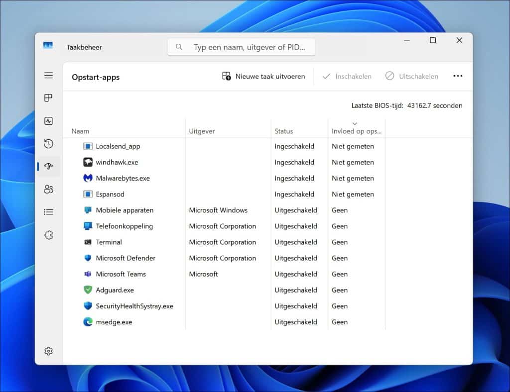 Opstart-apps controleren