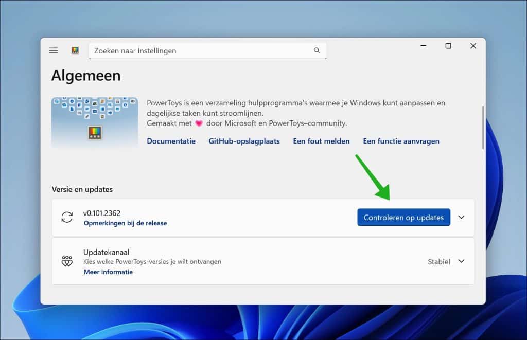 PowerToys bijwerken naar de laatste versie