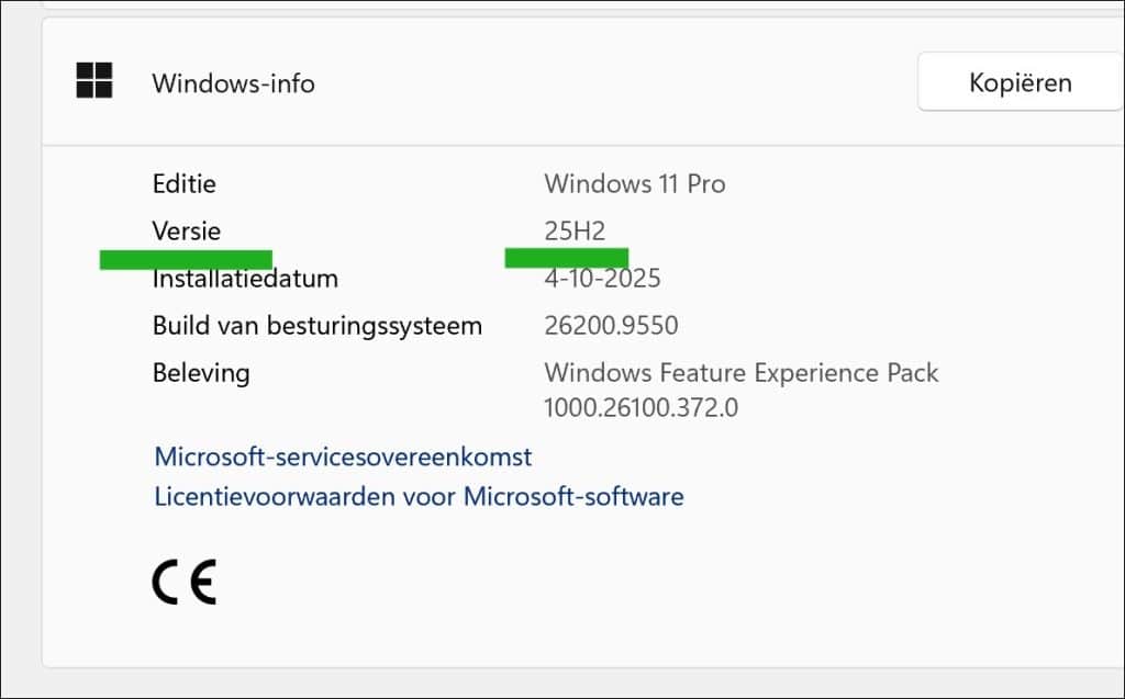 Windows versie