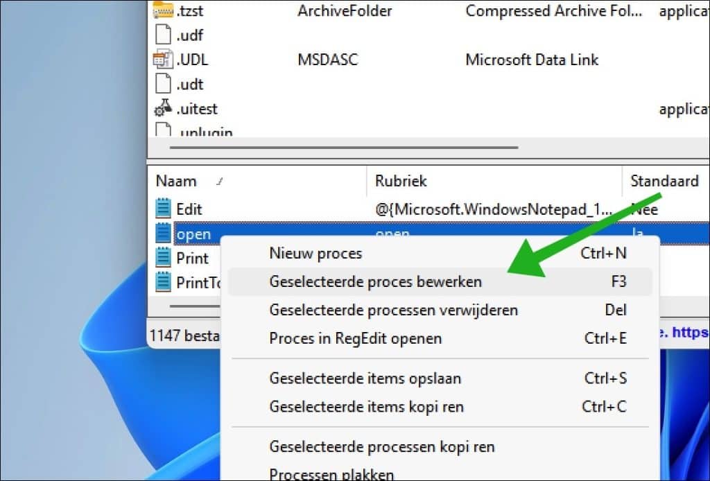 actie bewerken