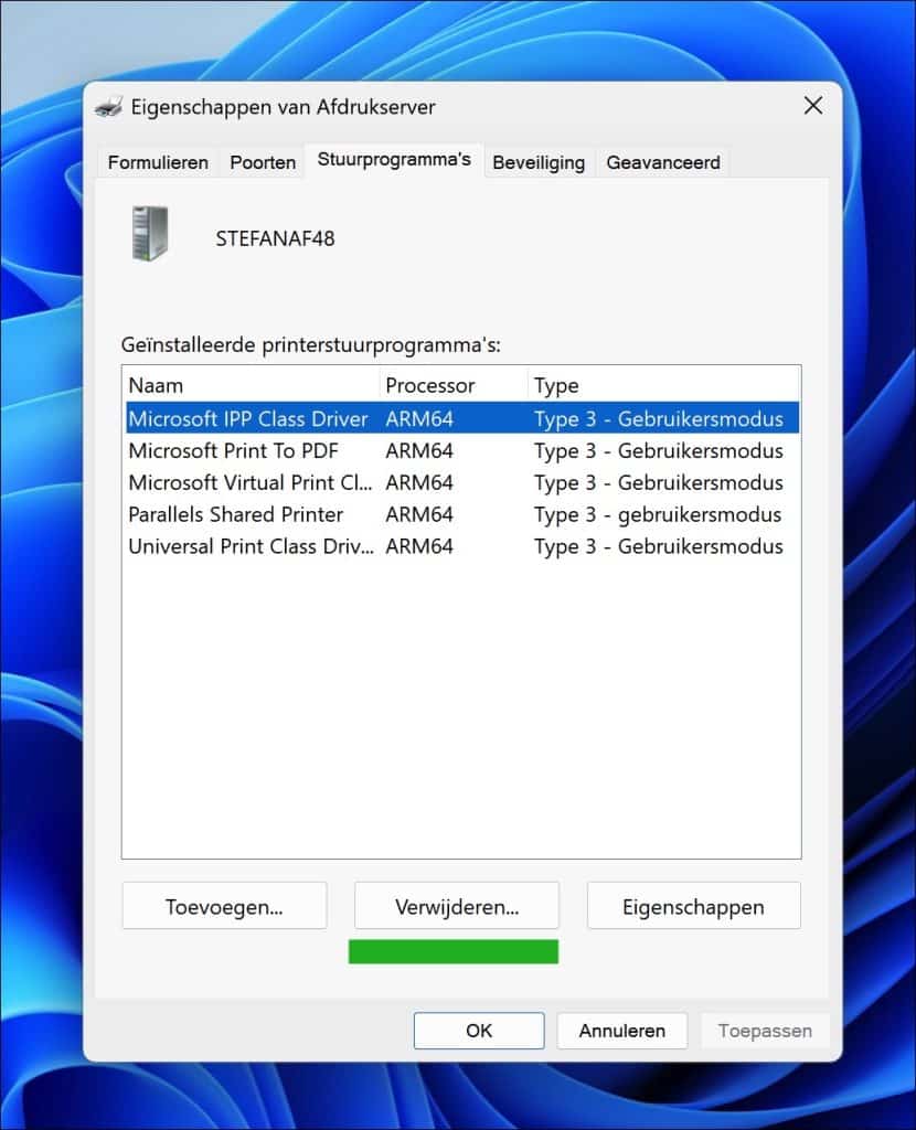 oude printer stuurprogramma verwijderen