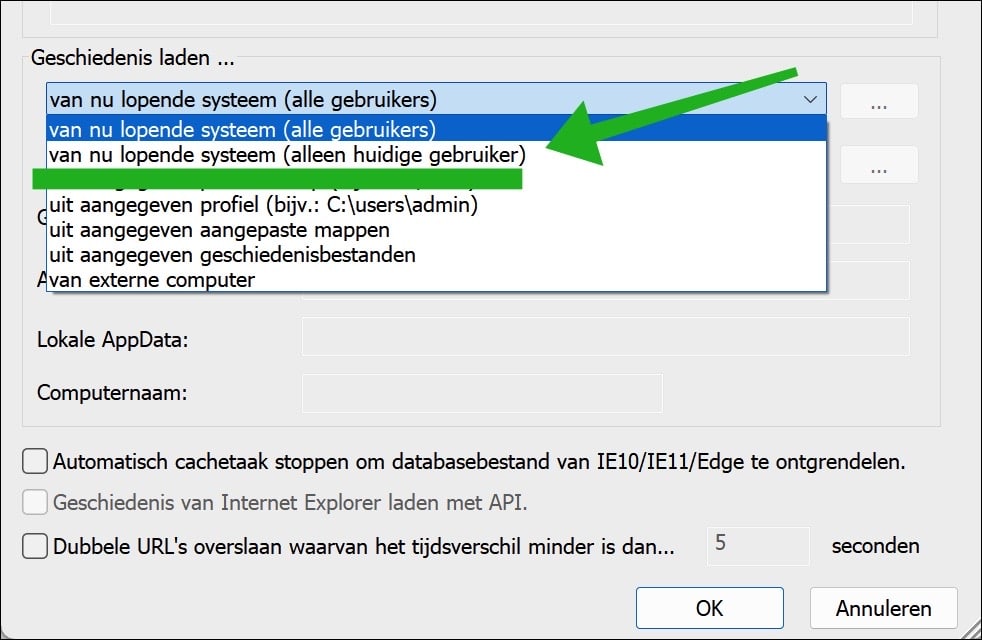 Alleen uw eigen browsergeschiedenis laden