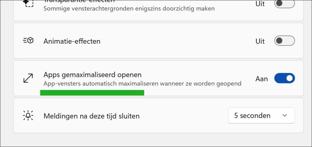 Apps gemaximaliseerd openen