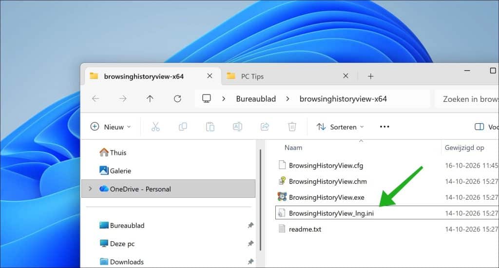 BrowsingHistoryView_lng taalbestand nederlands