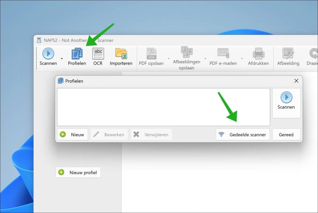 Gedeelde scanner kiezen