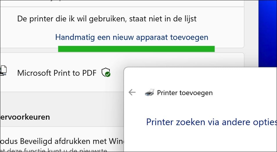 Handmatig een printer toevoegen