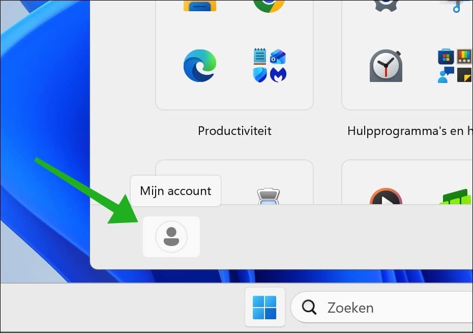 Naam en profielafbeelding verbergen in Startmenu