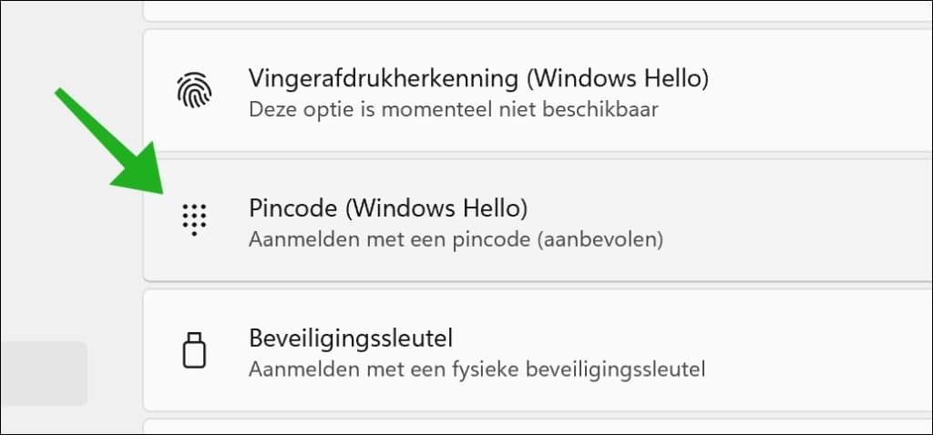 Pincode (Windows Hello)