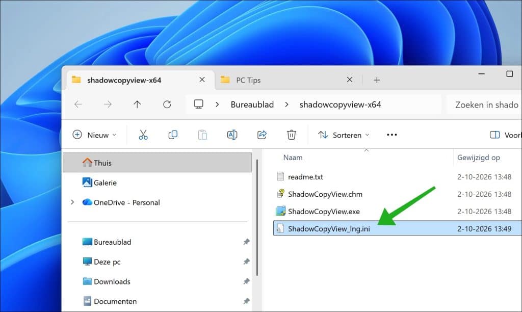 ShadowCopyView in het Nederlands gebruiken